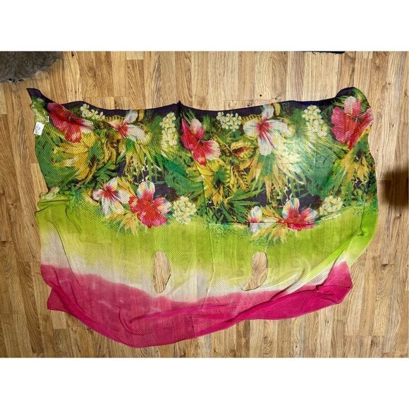 Princess Cruises Colorful Pleated Floral Kimono Cover Up OSFM - Picture 6 of 9